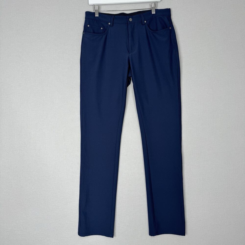 Greg‎ Norman Mens Pants 32x34 Blue Slim Stretch Golf Performance Commute Career